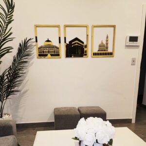 Islamic Wall Art Al Aqsa Al-Haram and Al-Nabawi Masjid Set Muslim Home Decor Ramadan Decoration Eid Mubarak Housewarming Gift
