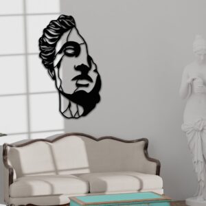 Broken Greek Statue Metal Wall Art: Modern Line Art Decor