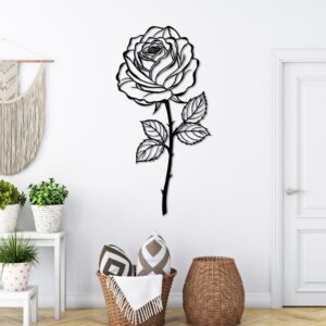 Rose Metal Wall Art: Floral Wall Hanging, Bedroom Decor