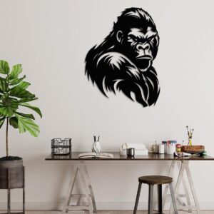Black Metal Gorilla Wall Art: Jungle Gym Decor
