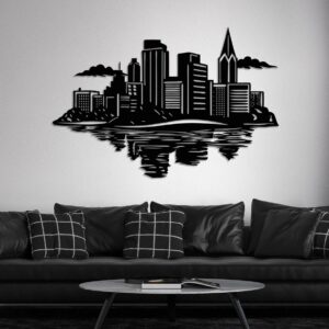 Metal City Skyline Wall Art: Modern Urban Silhouette Decor